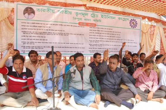 INTTUC holds sit-in-demonstration regarding 18 point charter of demands